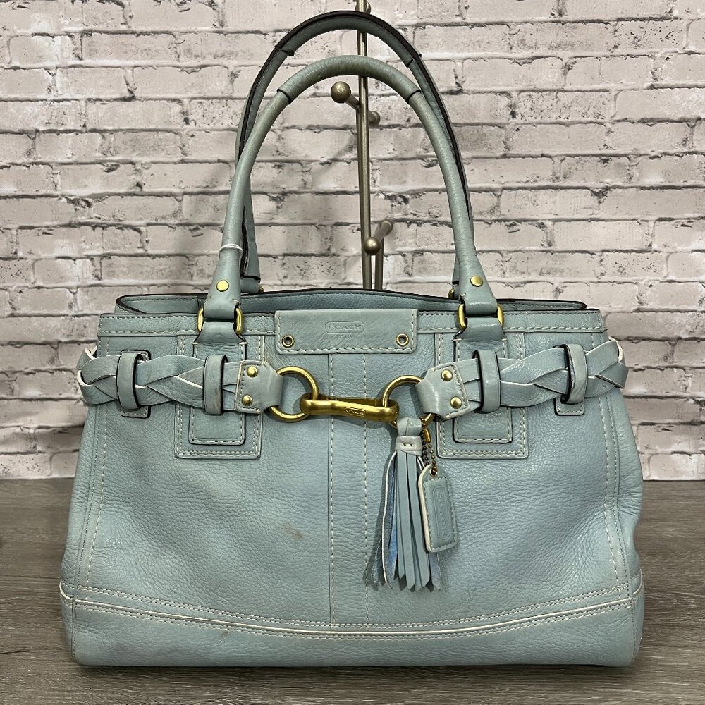 Rare Coach Hampton Baby Blue Pebbled Leather Purse